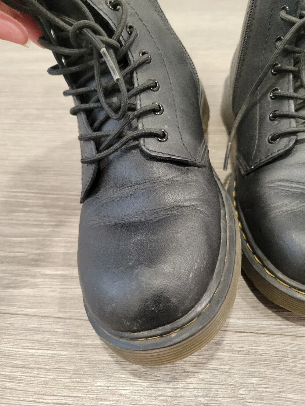 Dr. Martens Black Lace-Up Leather Streetwear Combat Boots Junior Size 4